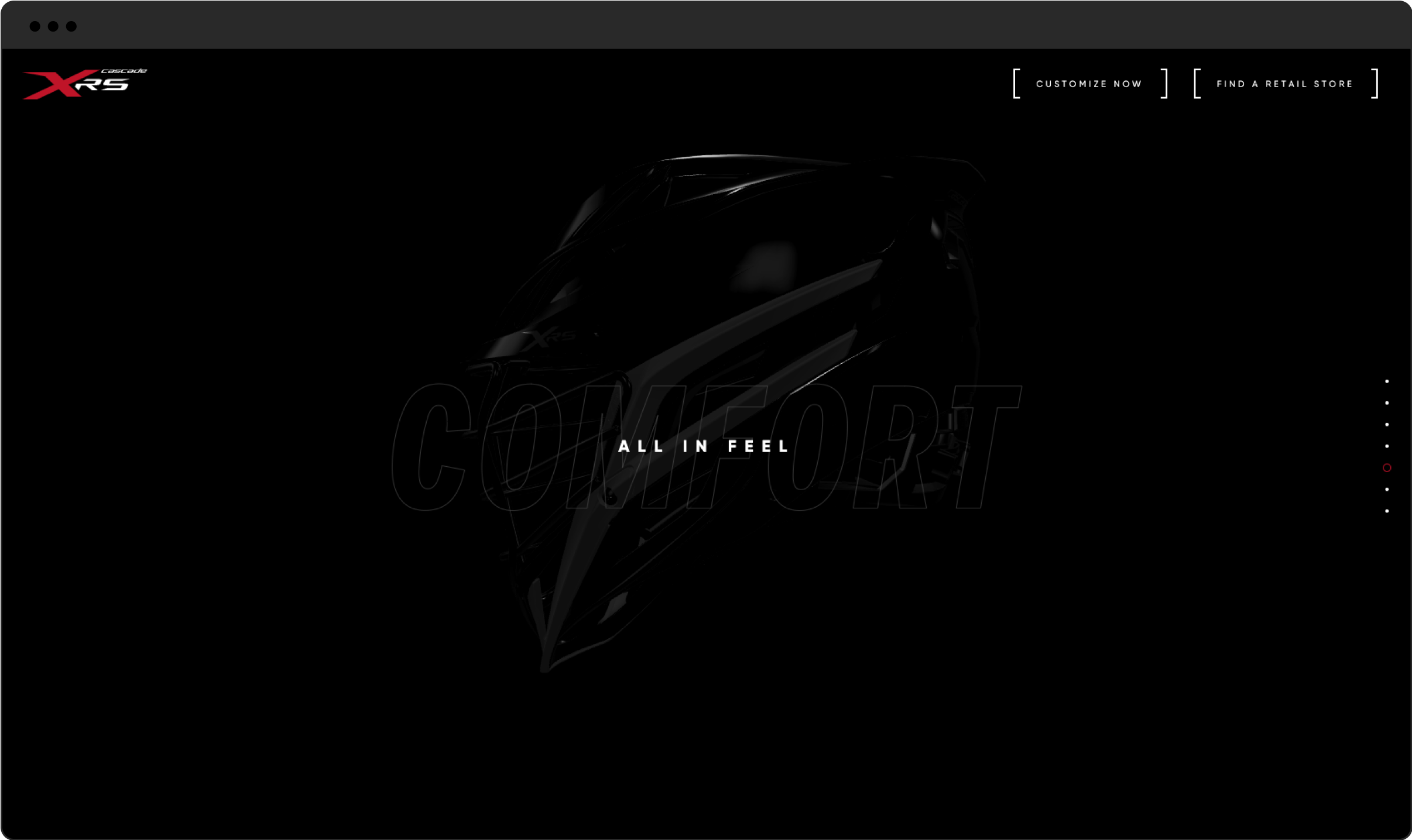 Cascade XRS website stating "All In Feel"