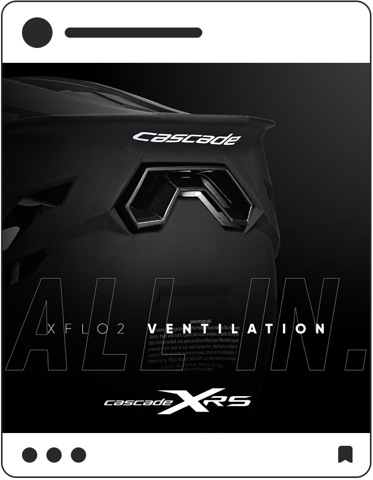 Cascade XRS social media post stating "X-Flo2 ventilation"