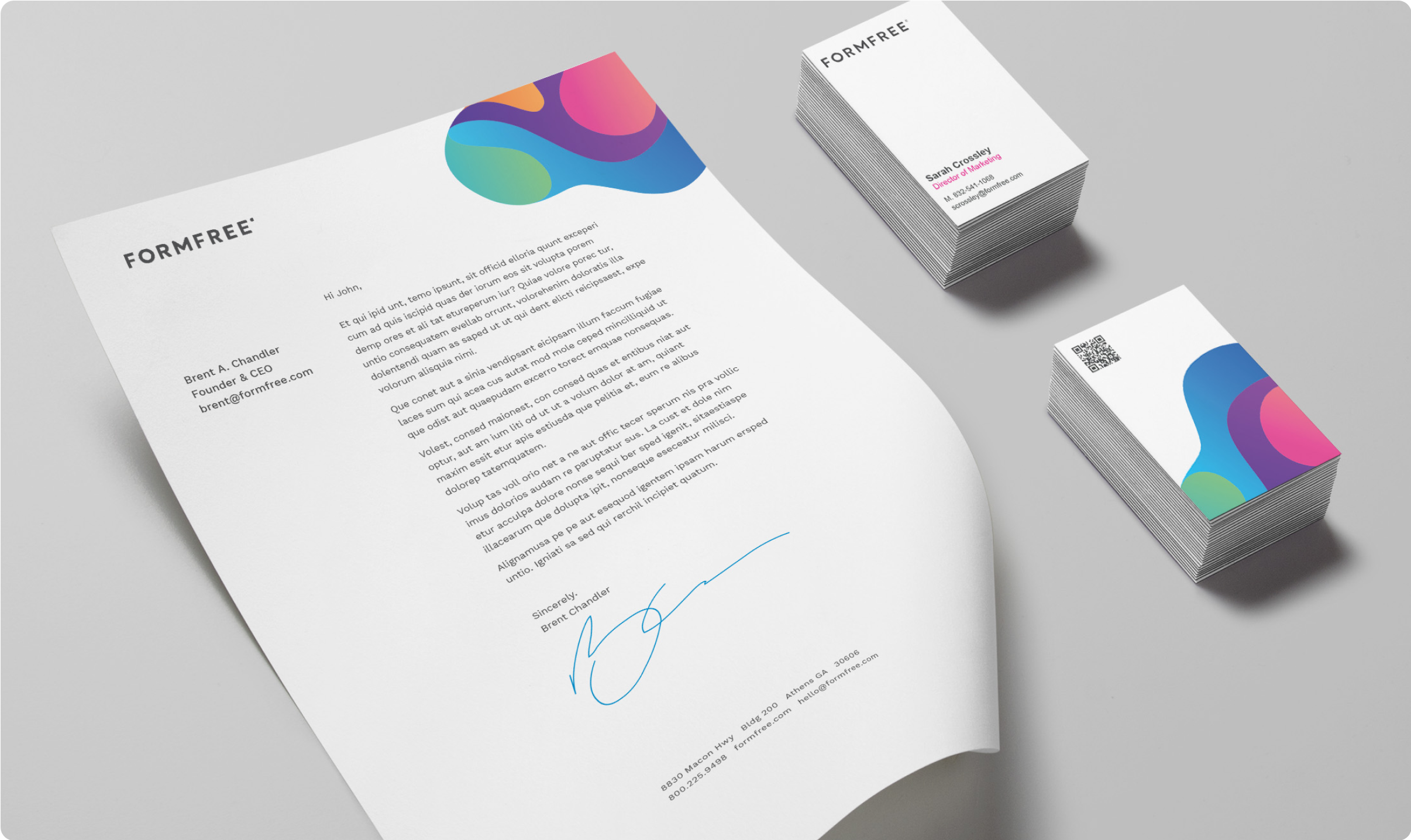 FormFree branded letterhead and business cards