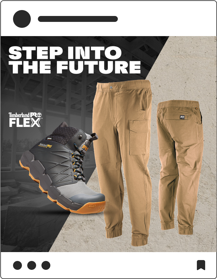 Social media posting with Timberland Pro boots and work pants