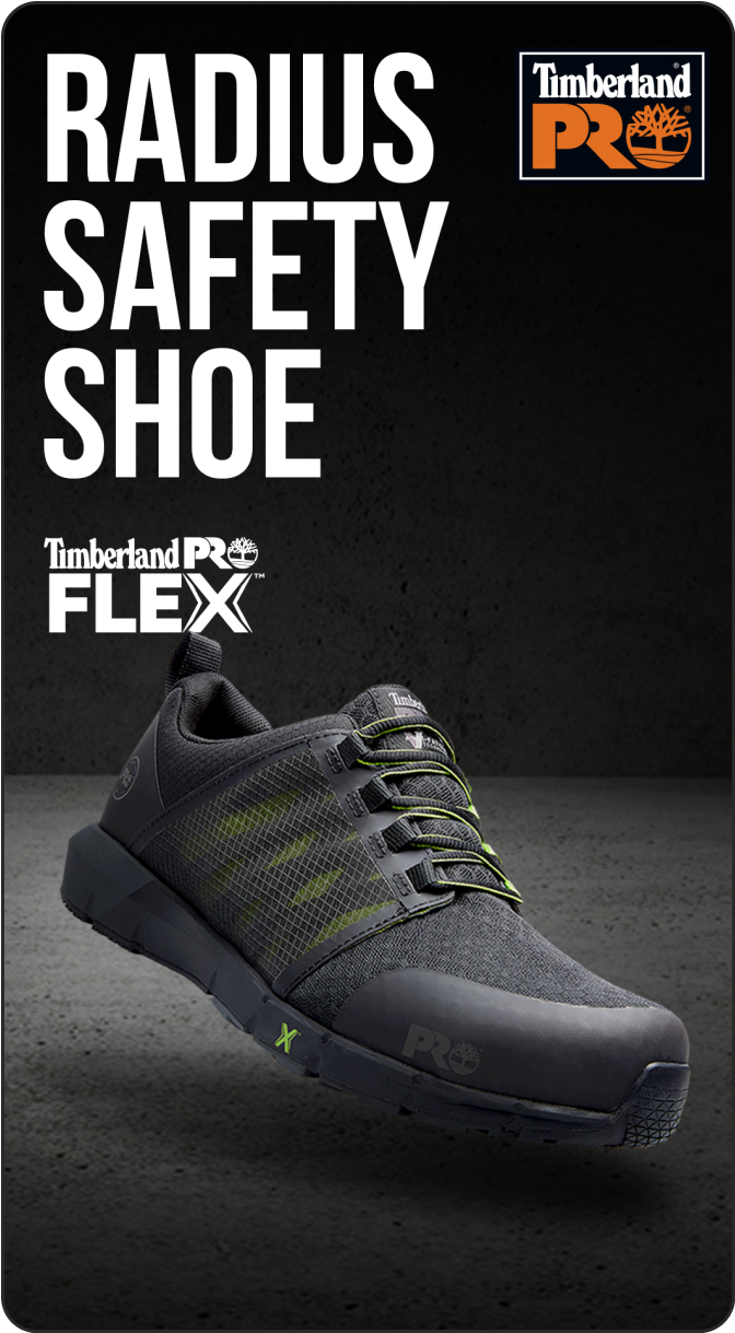 Timberland Pro social media post "Radius Safety Shoe" Timberland Pro Flex