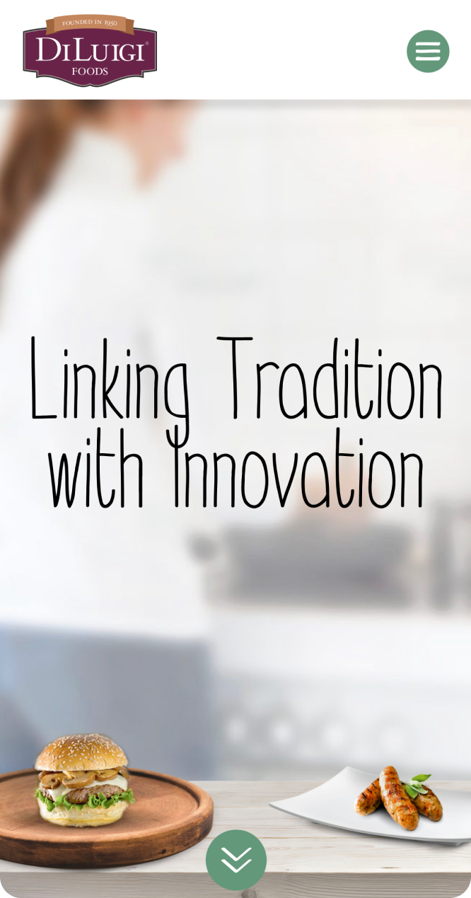 DiLuigi mobile sized website stating "Linking Tradition with Innovation"