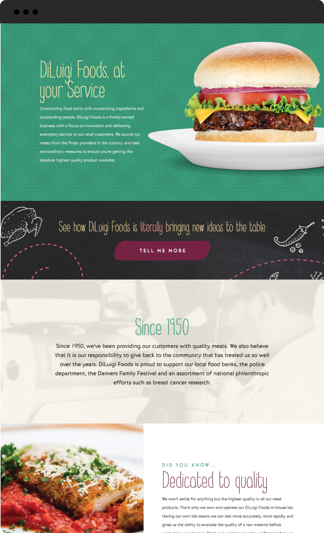 DiLuigi tablet sized website About page