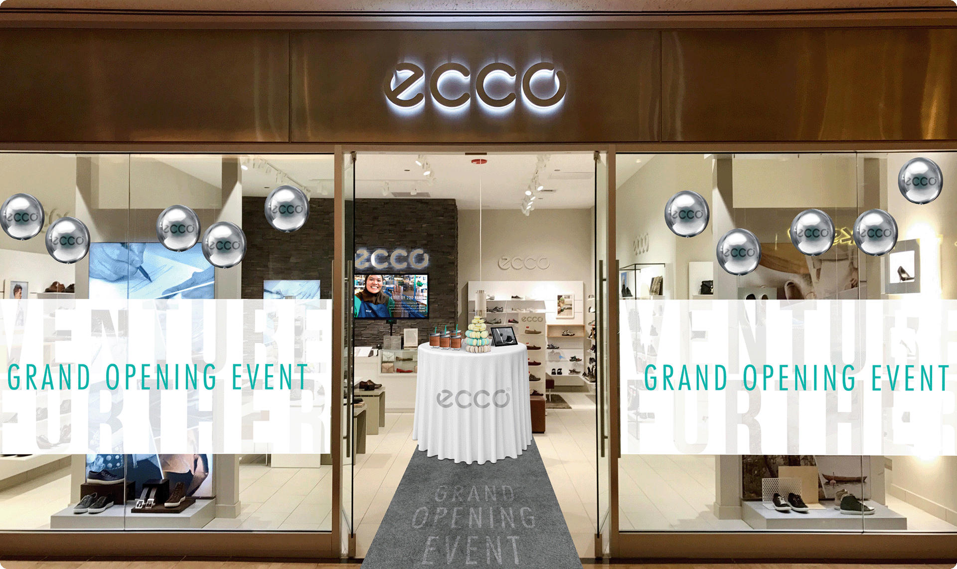 Grand opening event Ecco storefront mockup