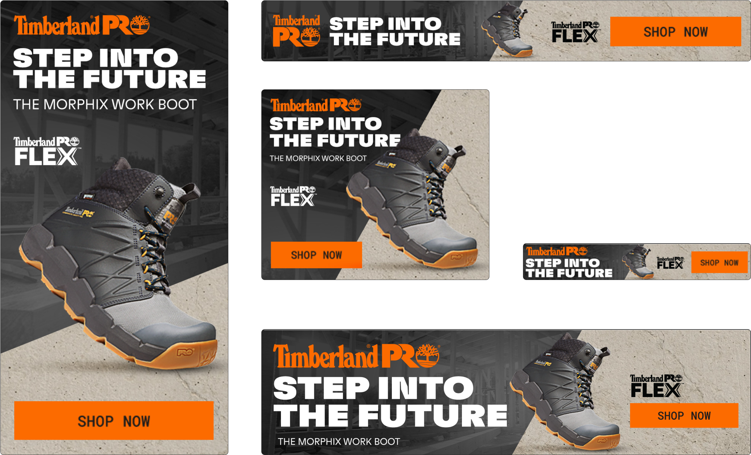 A variety of designed Timberland Pro Google ads