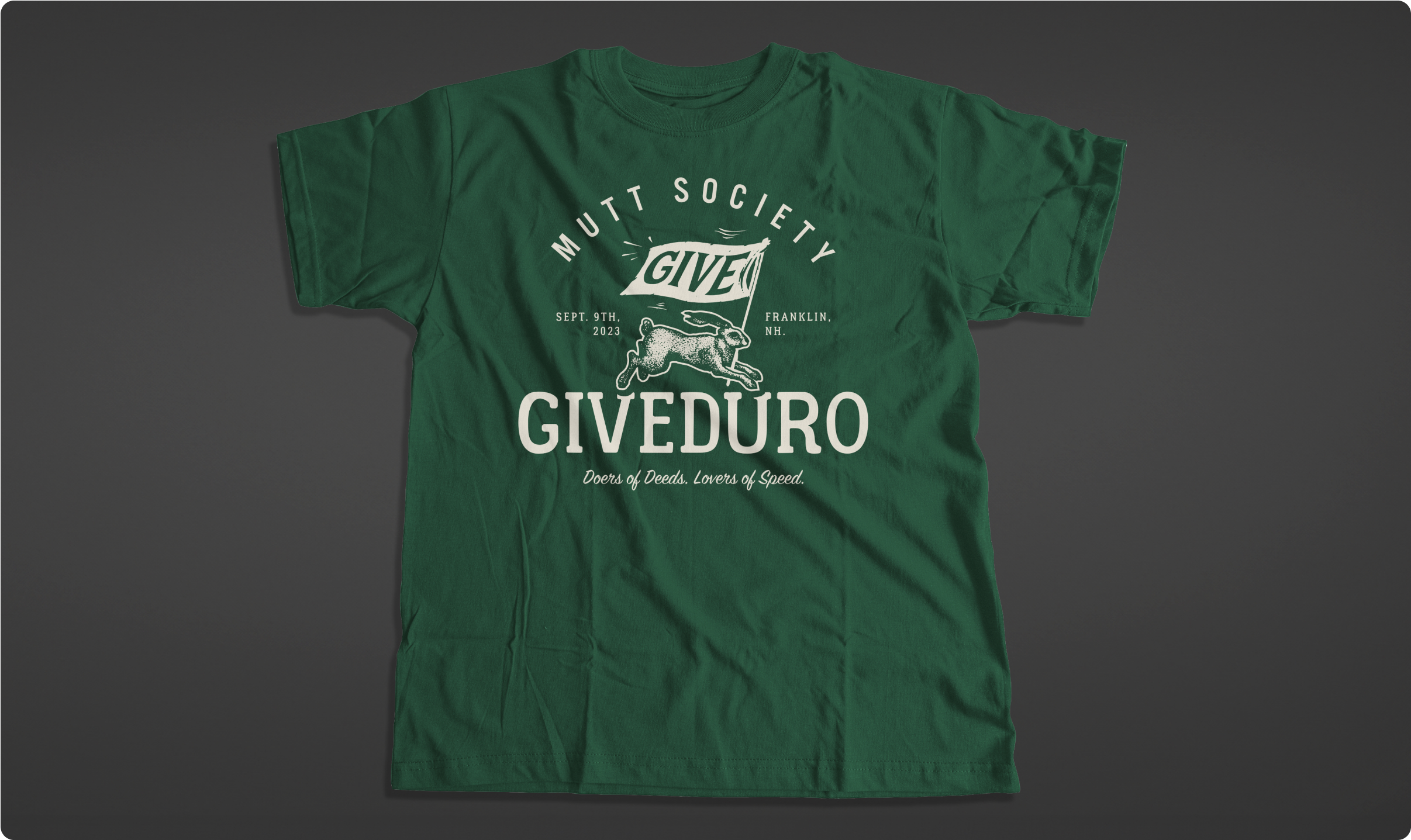 Mutt Society Giveduro t-shirt, for an enduro fundraising event
