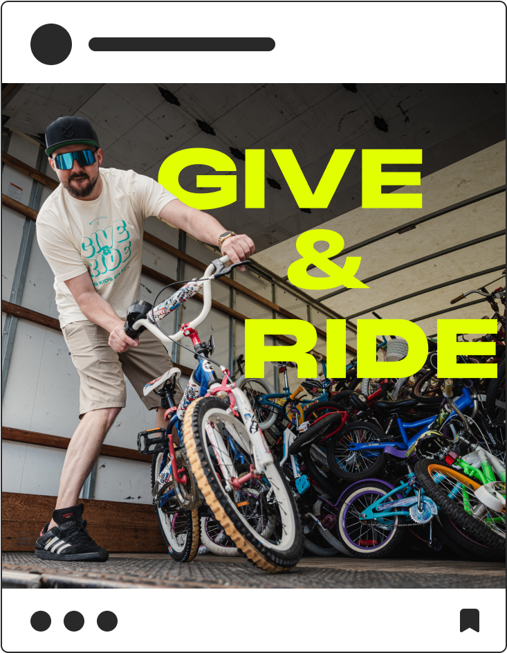 Mutt Society social media post reading "Give & Ride"