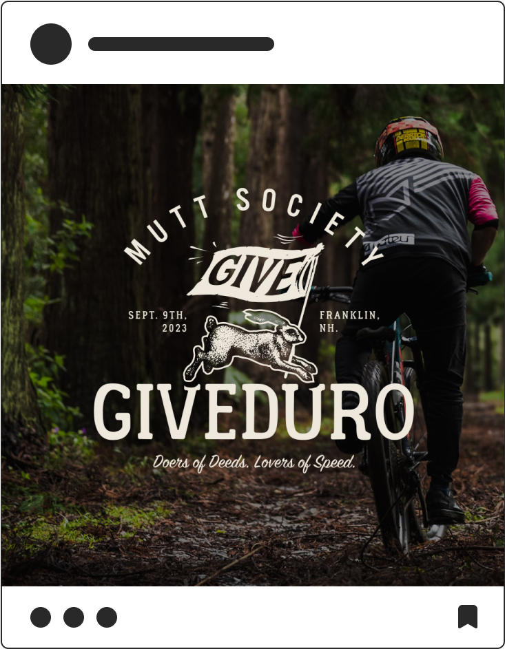 Mutt Society social media post advertising an event they present: Giveduro