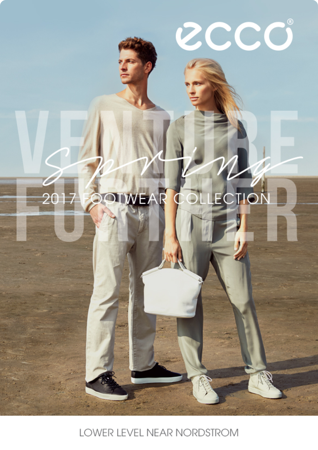 Ecco branded mall sign reading "Venture Further"