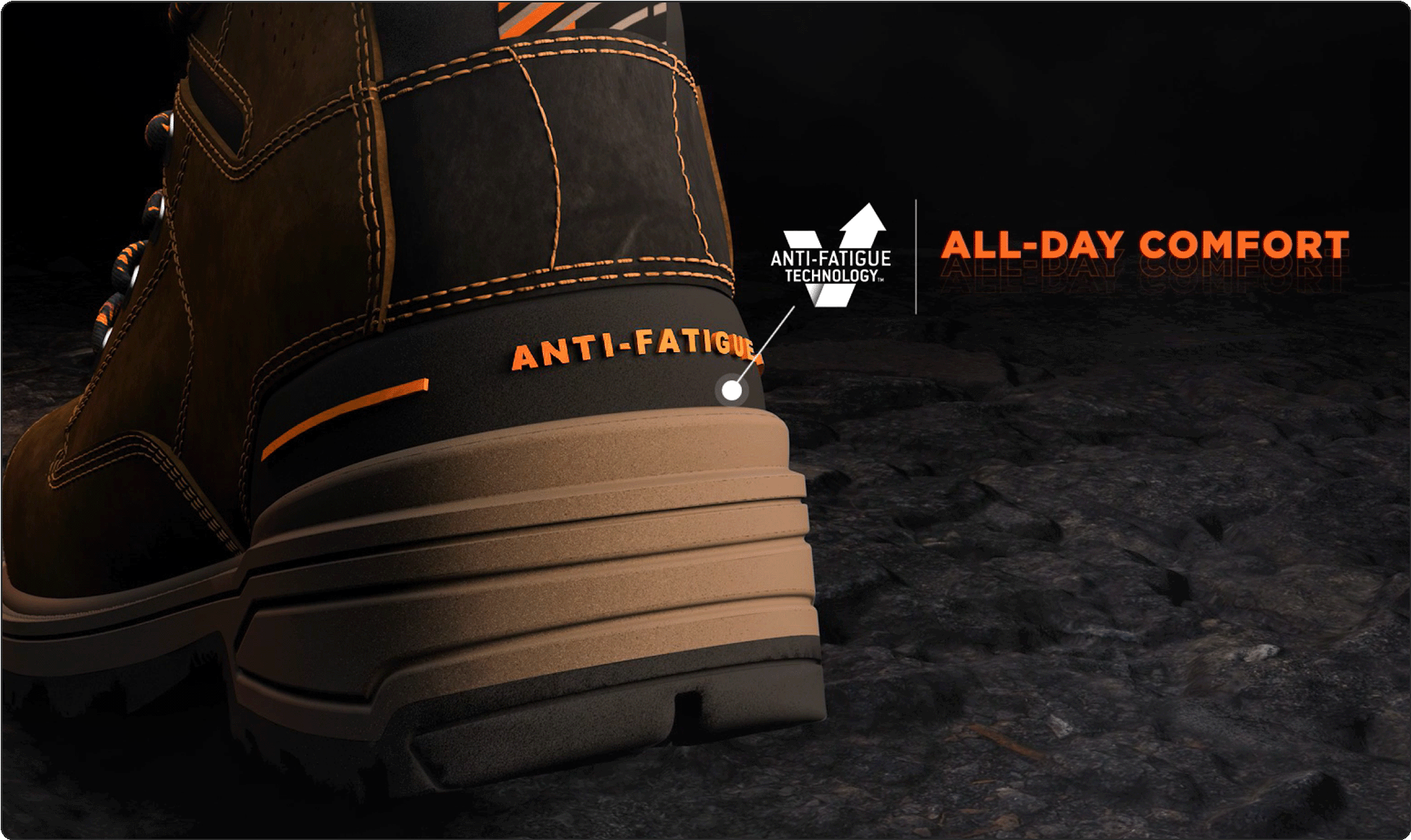 Timberland Pro video thumbnail explaining Anti-Fatigue comfort heel