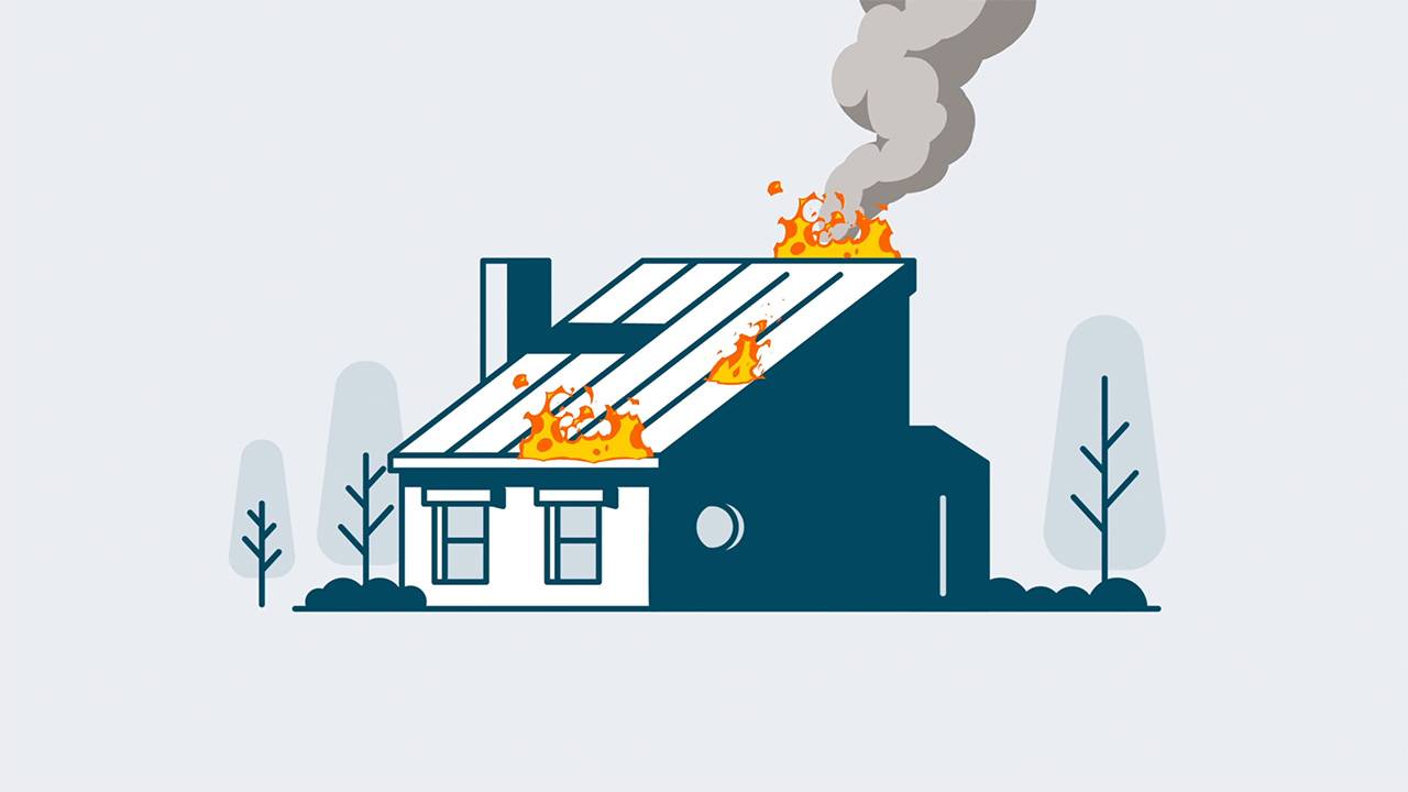 Stylized house on fire