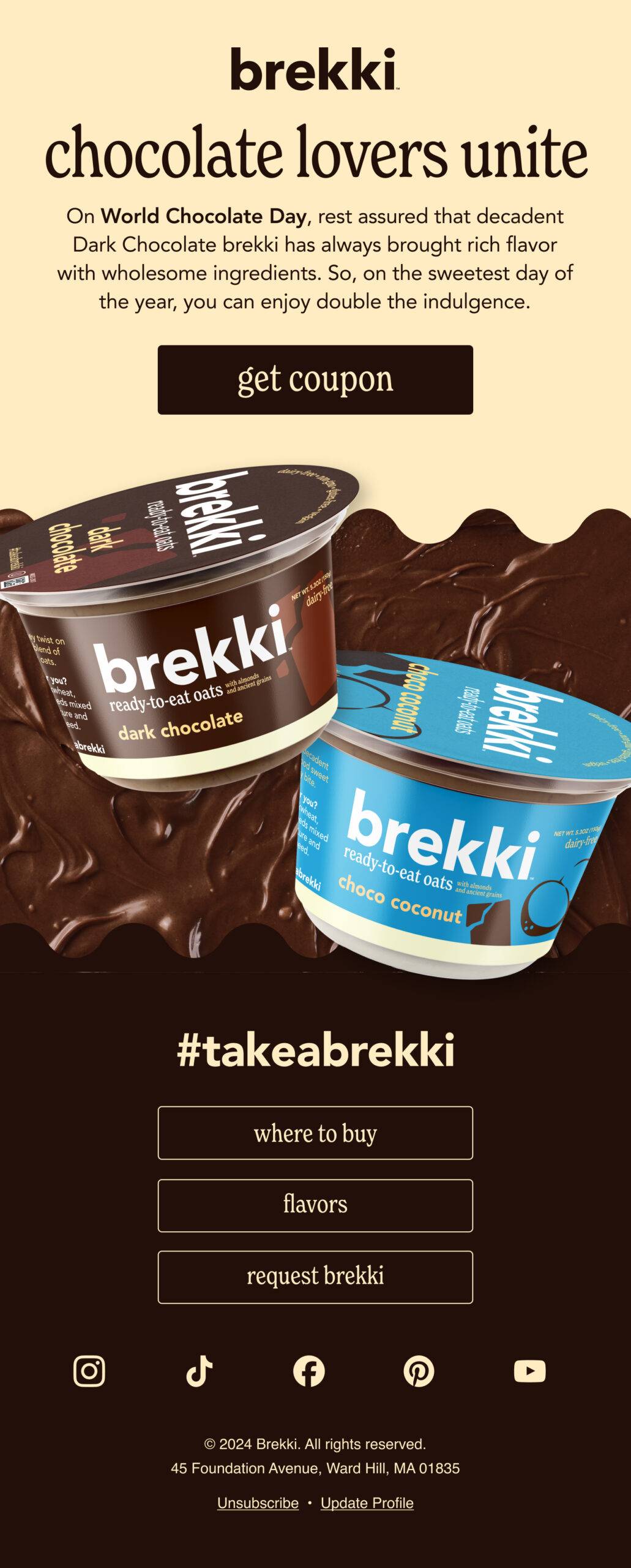 brekki email advertising chocolate