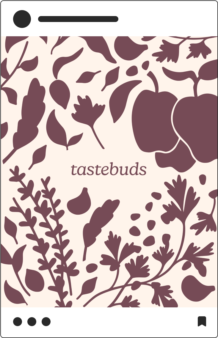 Social media post with the word "tastebuds"