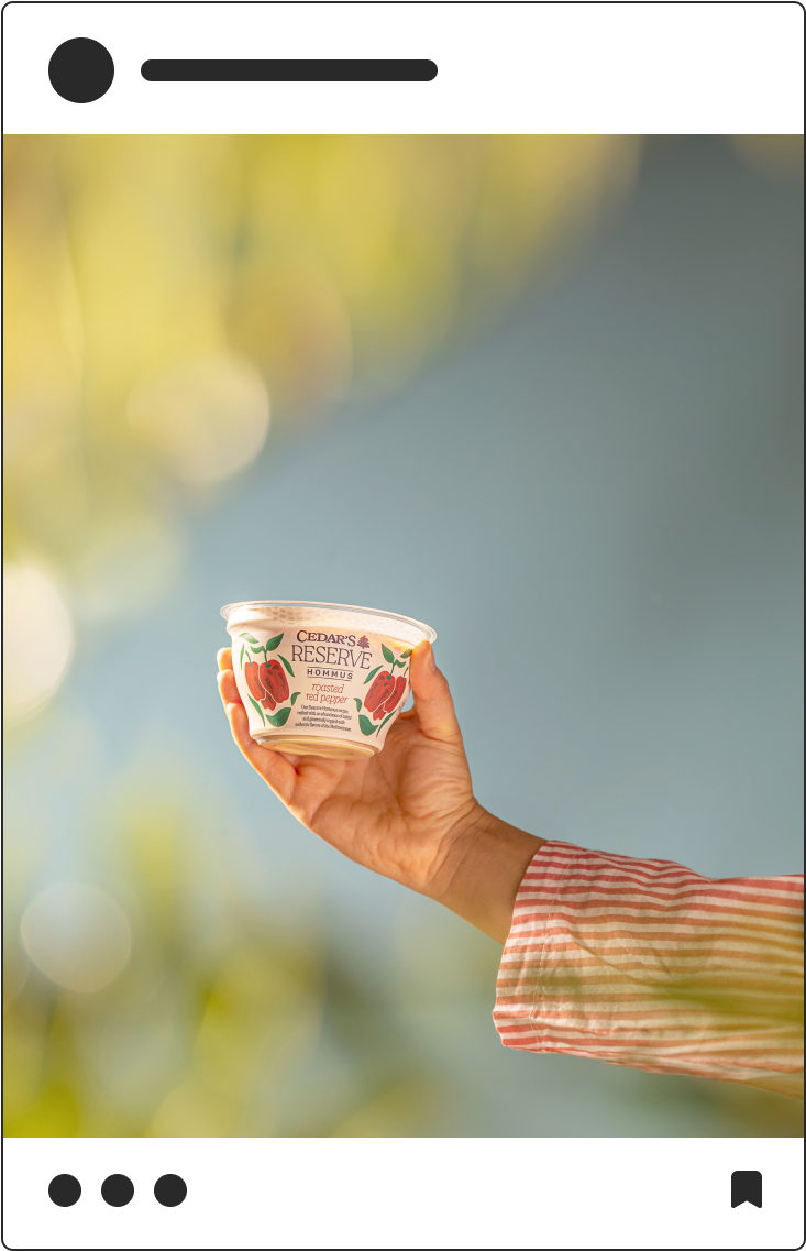 Social media post photograph of Cedar's Reserve Hommus