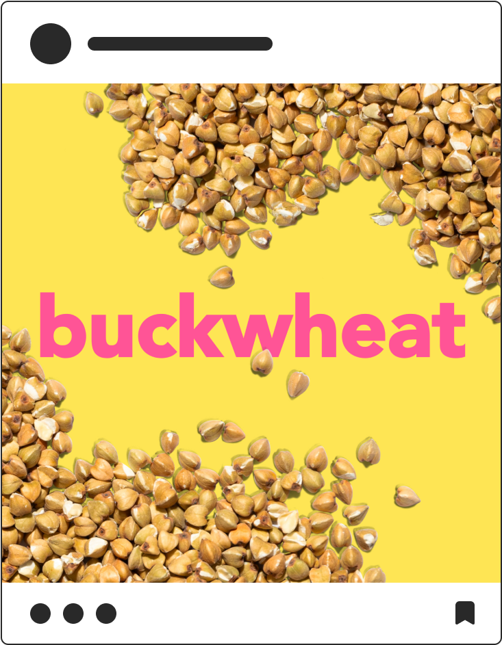 image of buckwheat seeds with text that says "buckwheat"